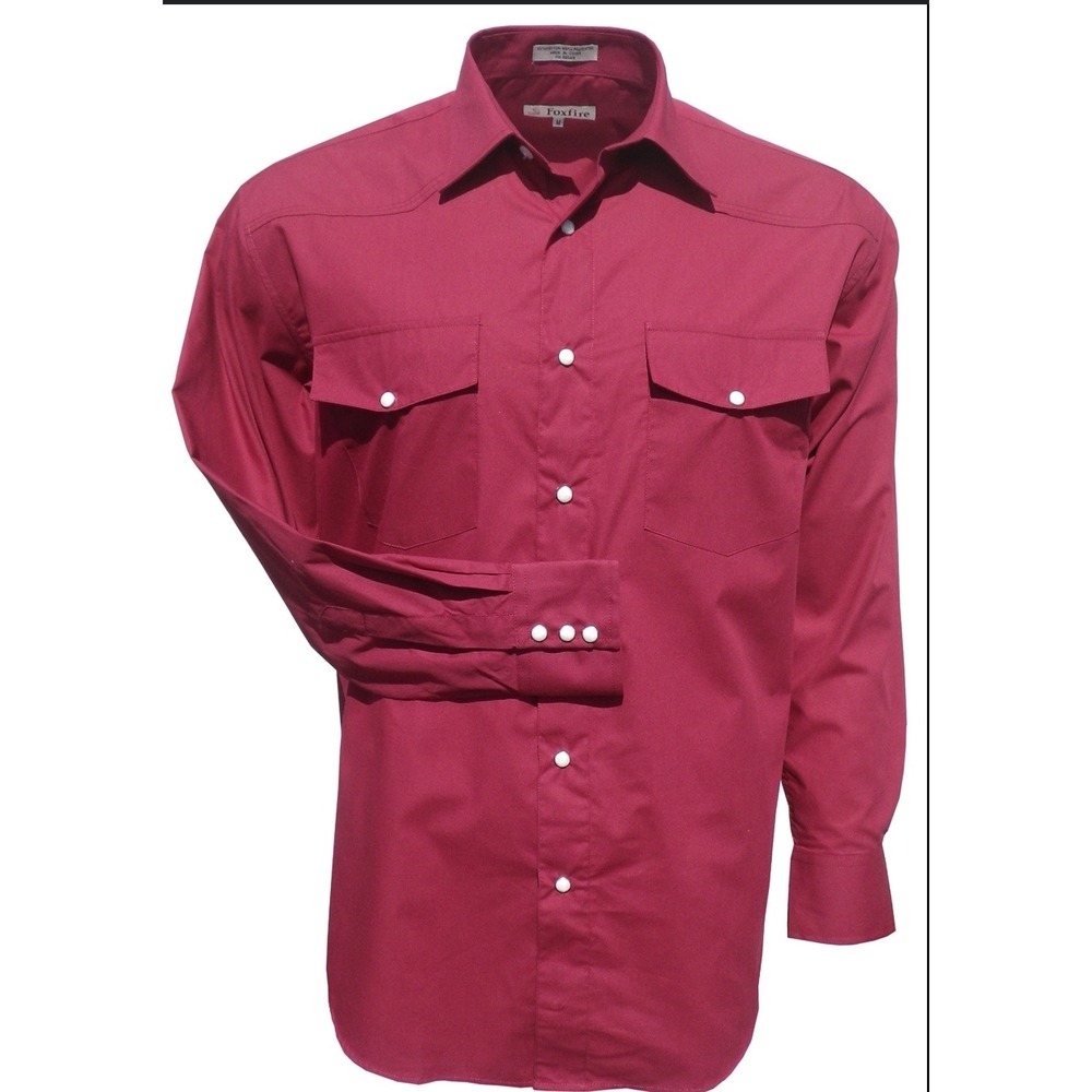 Foxfire Western Pearl Snap Shirt‎ Mens XL Burgundy Long Sleeve Cowboy Rodeo New